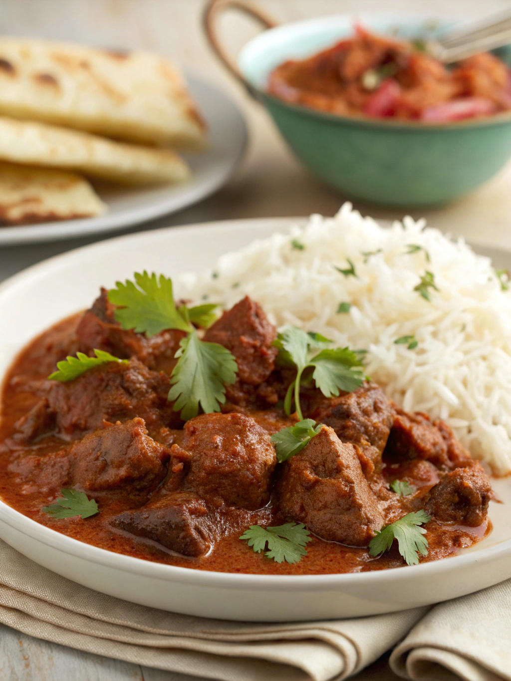 Slow-cooked lamb curry with fresh herbs
